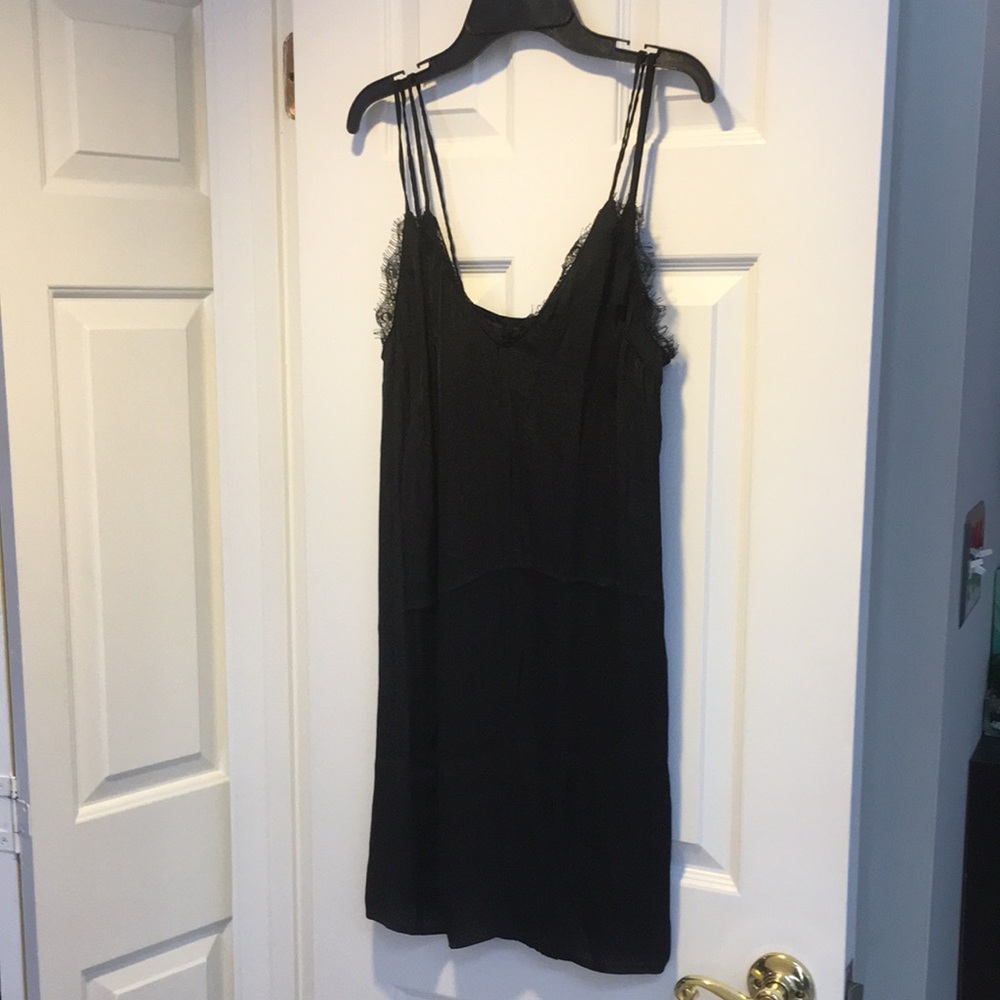 Black lace satin tank top